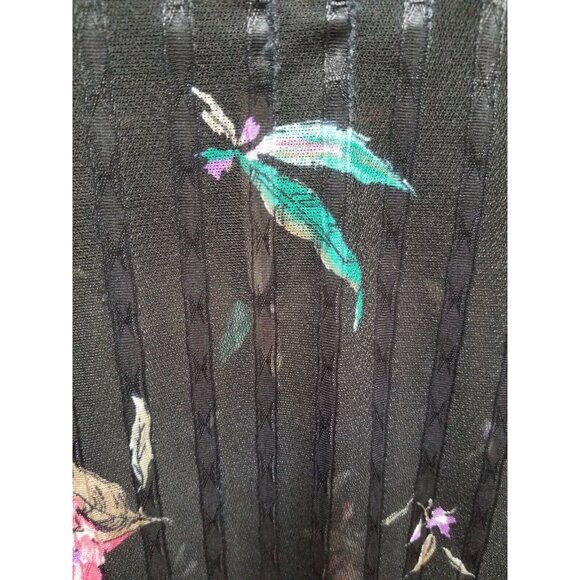 Vintage Risa Ann New York Womens Floral Sheer Top Size 18 1/2 Black 3/4 Sleeve - Picture 4 of 10